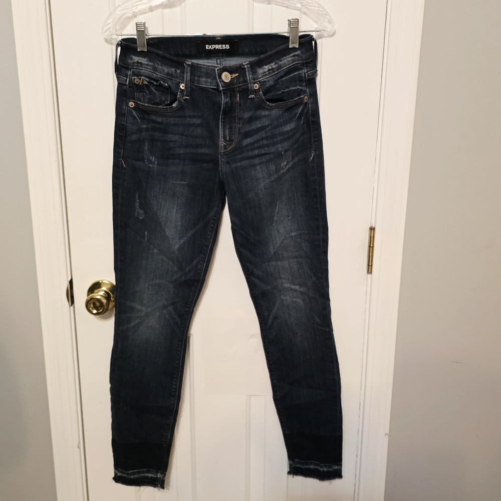 Express Mid Rise Ankle Skinny Jeans Midnight Blue Size 4